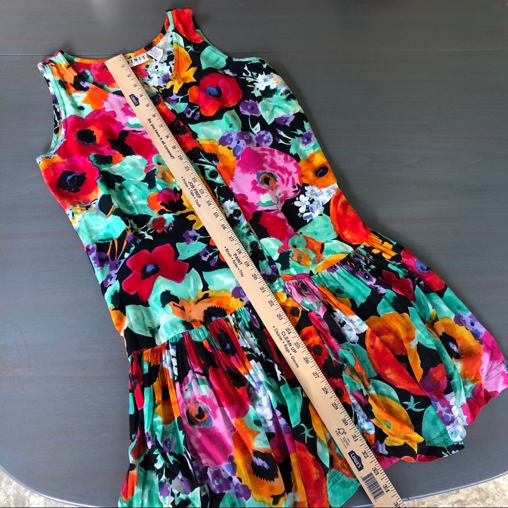 Vintage Mix It Funky Floral Colorful Dress Medium - Picture 6 of 7